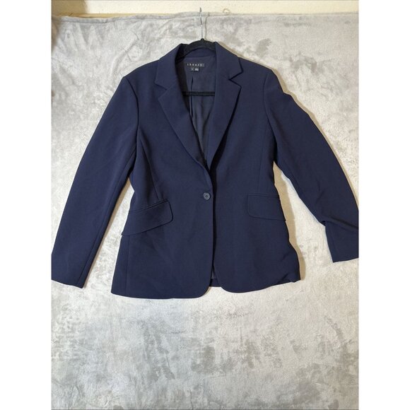 Theory Women’s Navy Blue One Button Blazer Jacket Size 12 Tailored Workwear - Picture 1 of 9